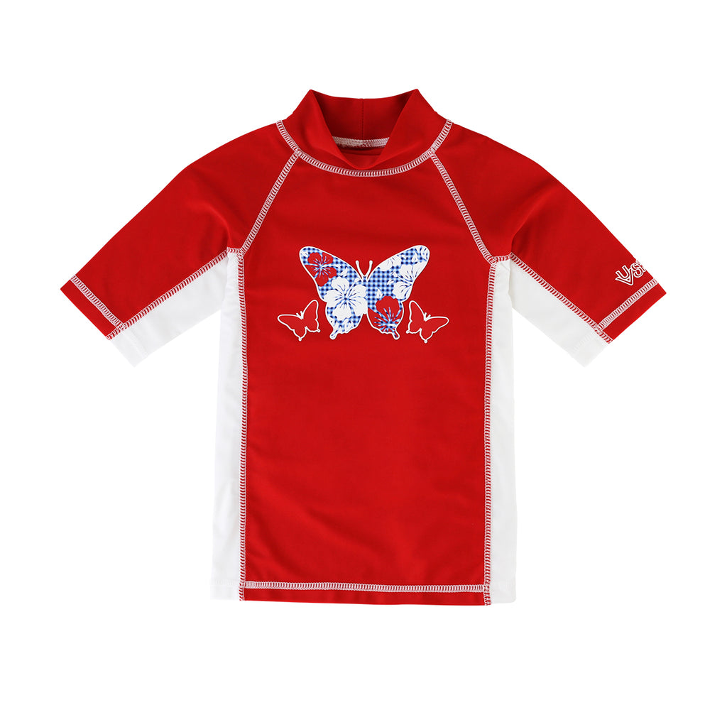 girl's short sleeve sunny swim shirt in americana butterfly|americana-butterfly