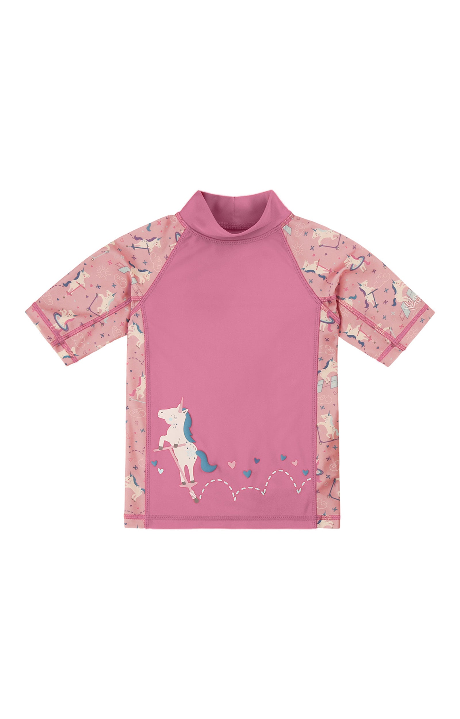 girl's short sleeve sunny swim shirt|jumping-for-joy