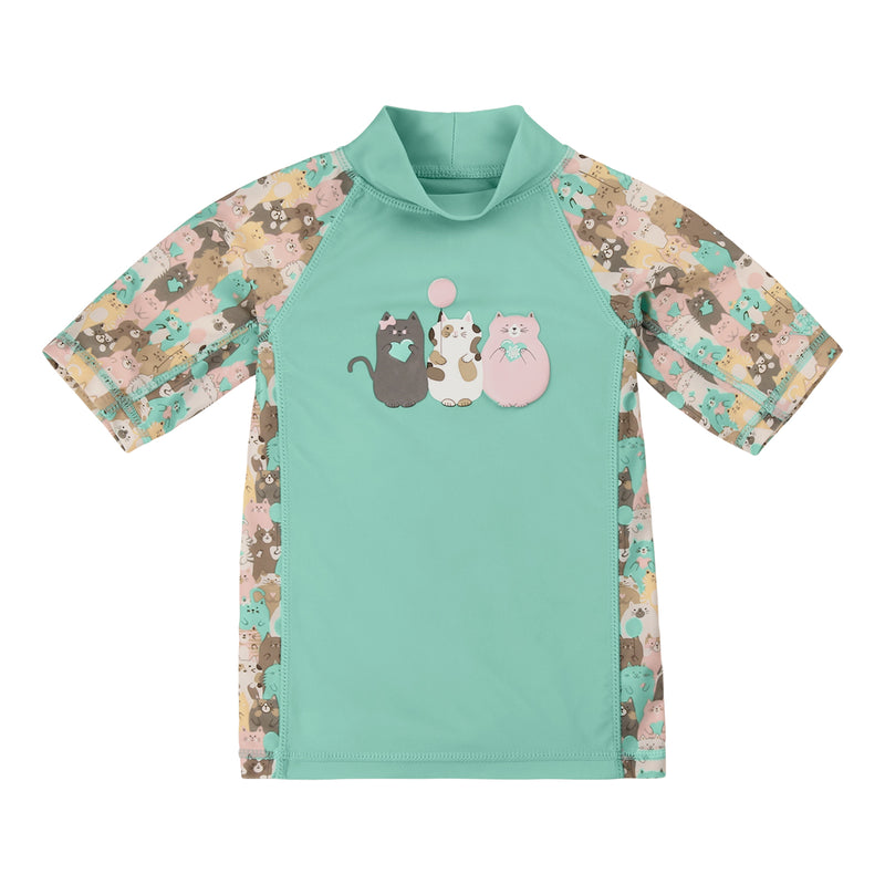 girl's short sleeve sunny swim shirt|purr-fect-parade