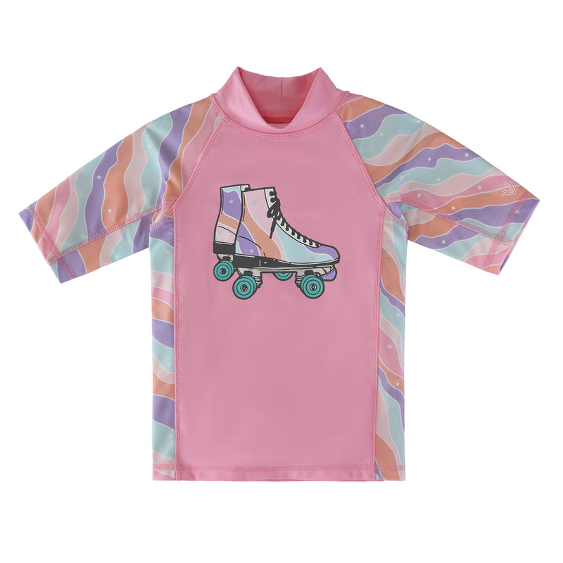 girl's short sleeve sunny swim shirt in rollin along|rollin-along