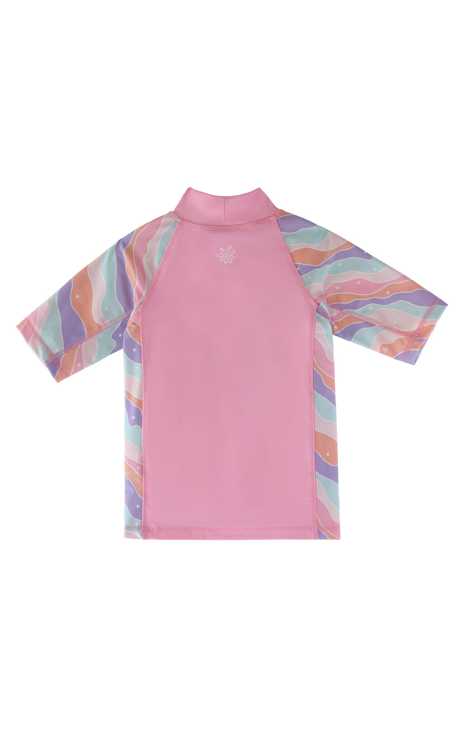 back of the girl's short sleeve sunny swim shirt in rollin along|rollin-along