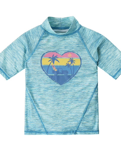 Girl's Short Sleeve Sport Swim Shirt|lagoon-malibu-cruisin