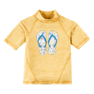 Girl's Short Sleeve Sport Swim Shirt|marigold-sandy-beach