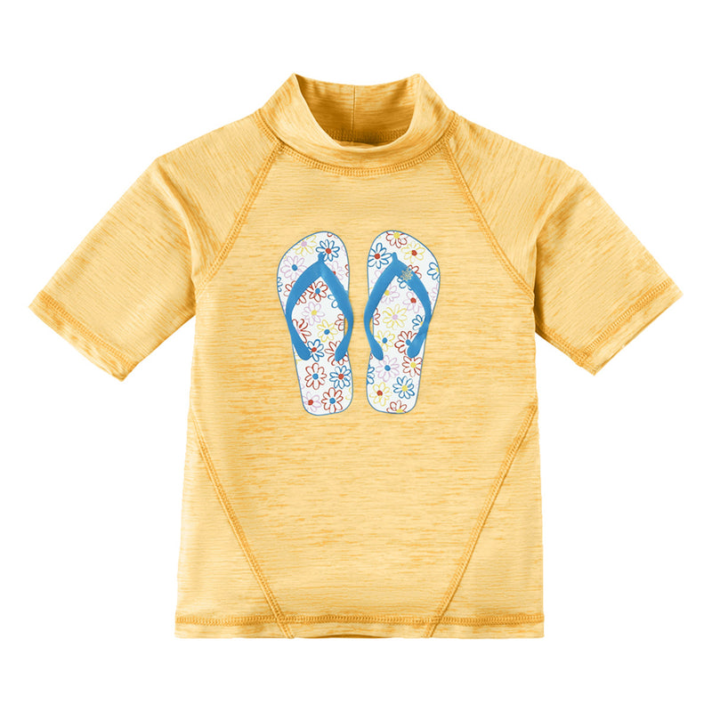 Girl's Short Sleeve Sport Swim Shirt|marigold-sandy-beach