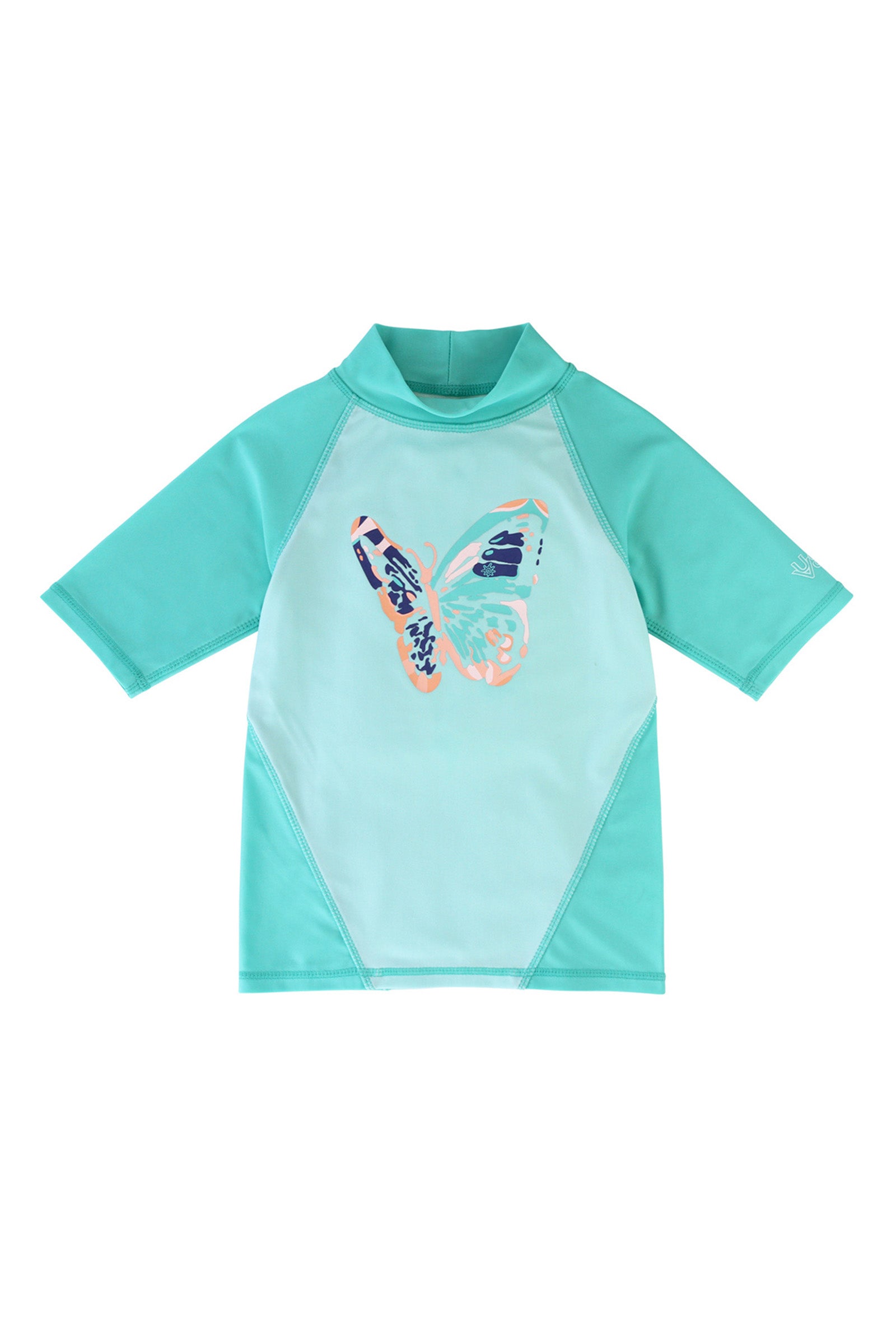 girl's short sleeve sport sun and swim shirt in yosemite butterfly