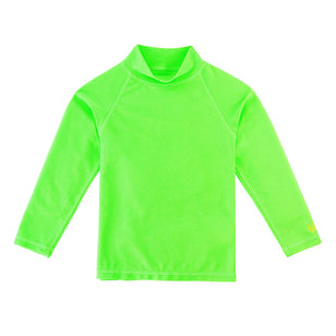 Kid's neon long sleeve swim shirt in neon green|neon-green