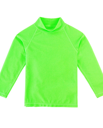 Kid's neon long sleeve swim shirt in neon green|neon-green