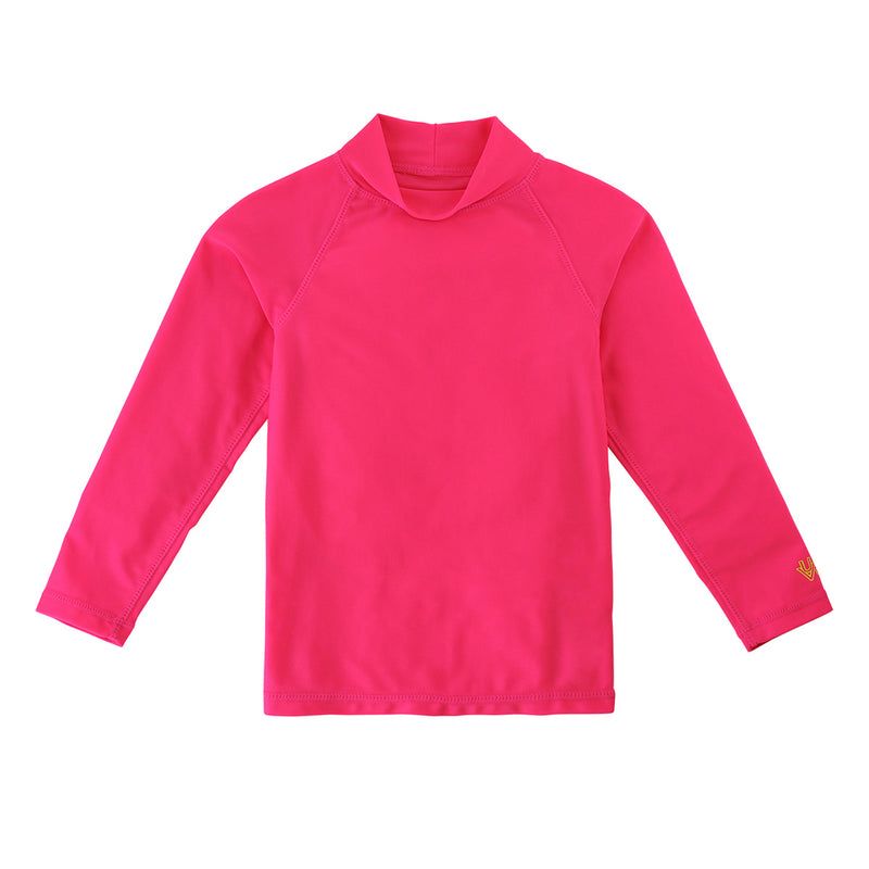 Kid's neon long sleeve swim shirt in neon pink|neon-pink