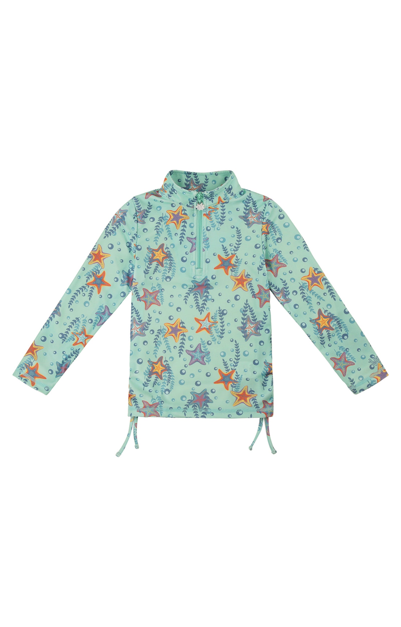 Girl's Half Zip Ruched Sun and Swim Shirt|dancing-starfish