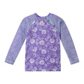 UV Skinz's girls long sleeve rash guard in dreamy shells stripe|dreamy-shells-stripes