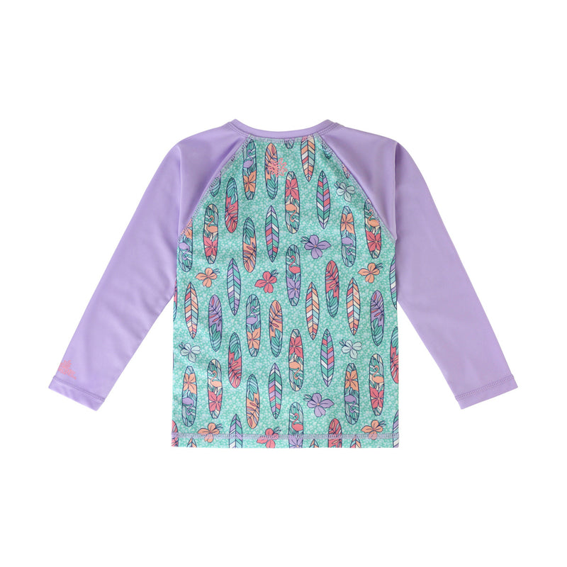 back of the girl's long sleeve swim shirt in petal power|petal-power