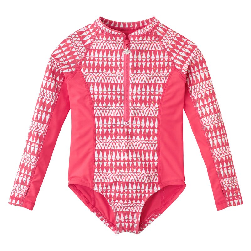 girl's long sleeve swimsuit in strawberry sparkle|strawberry-sparkle