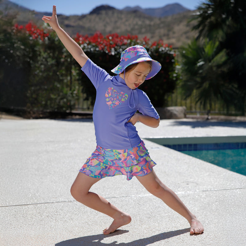 girl dancing by the pool in swim hat|hidden-friends