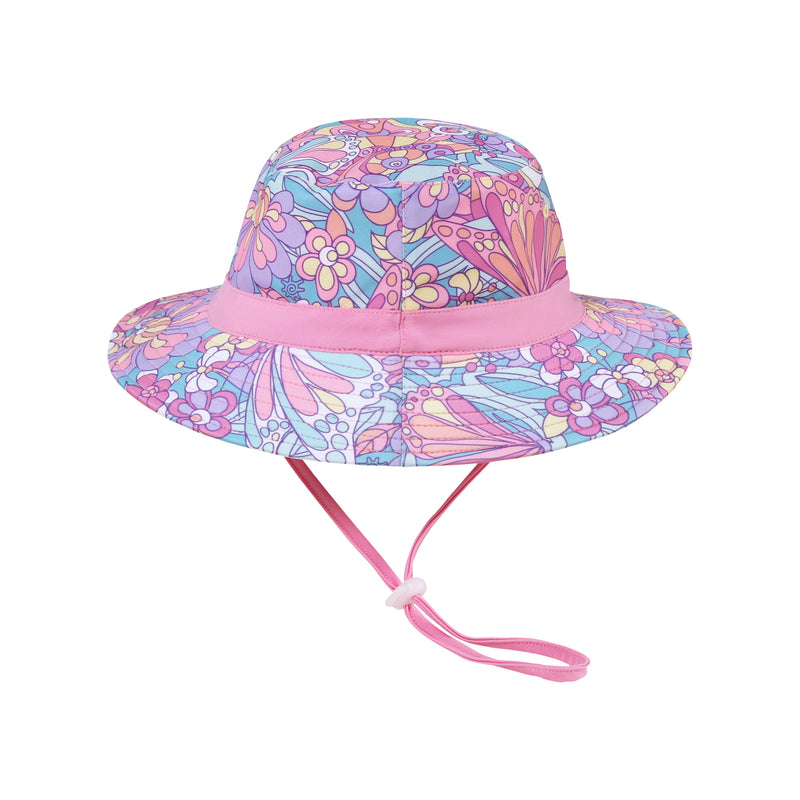 back view of girls swim hat|mosaic-butterflies