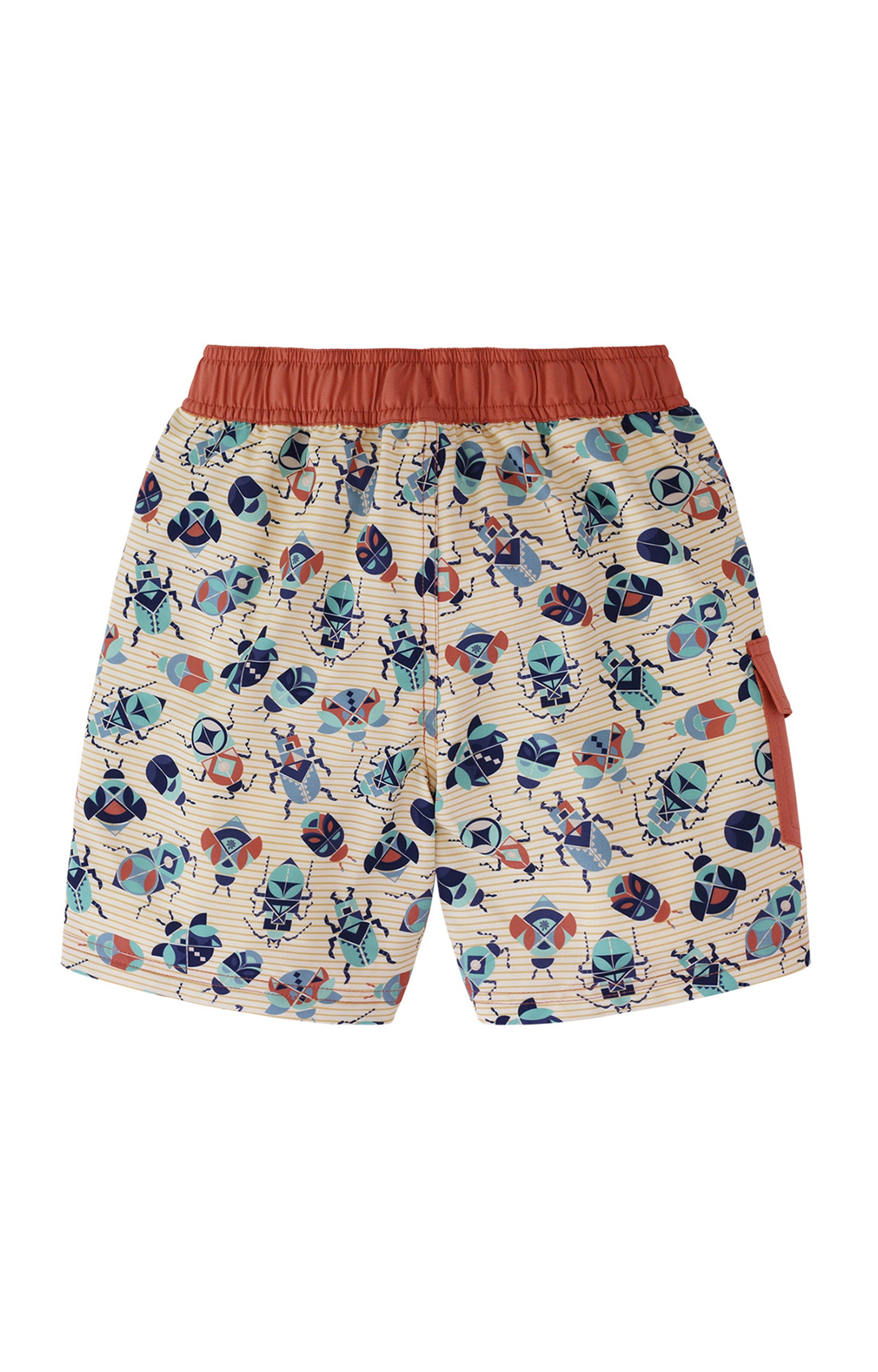 Back of the Boy's Classic Board Shorts in Beetle Mania|beetle-mania