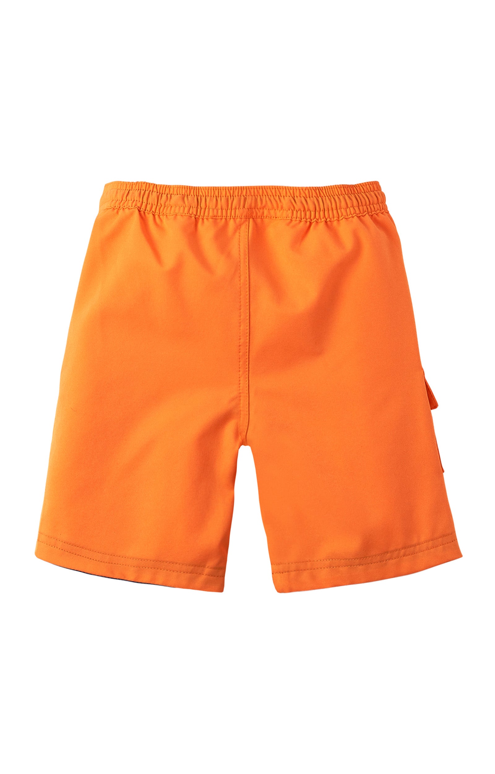 Back of the Boy's Classic Board Shorts in Orange|orange