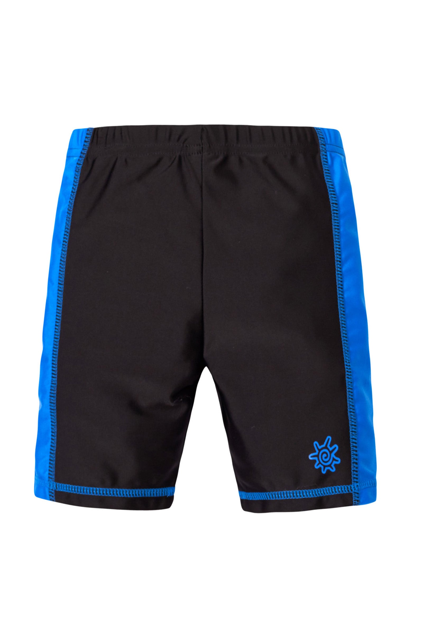 back of the boy's swim shorts in black royal