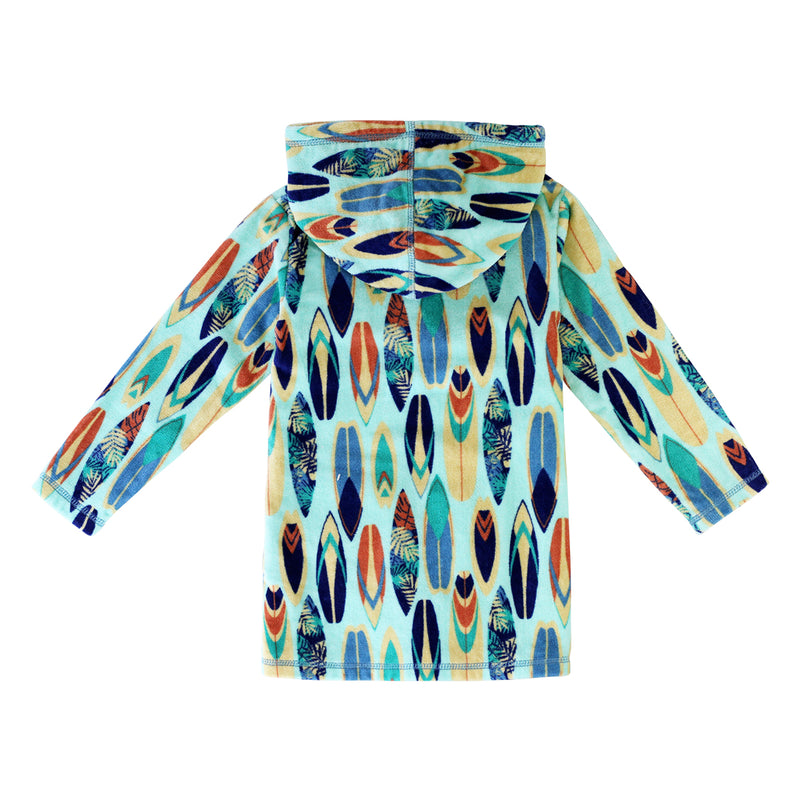 back of the boy's hooded terry beach cover up in retro surf|retro-surf