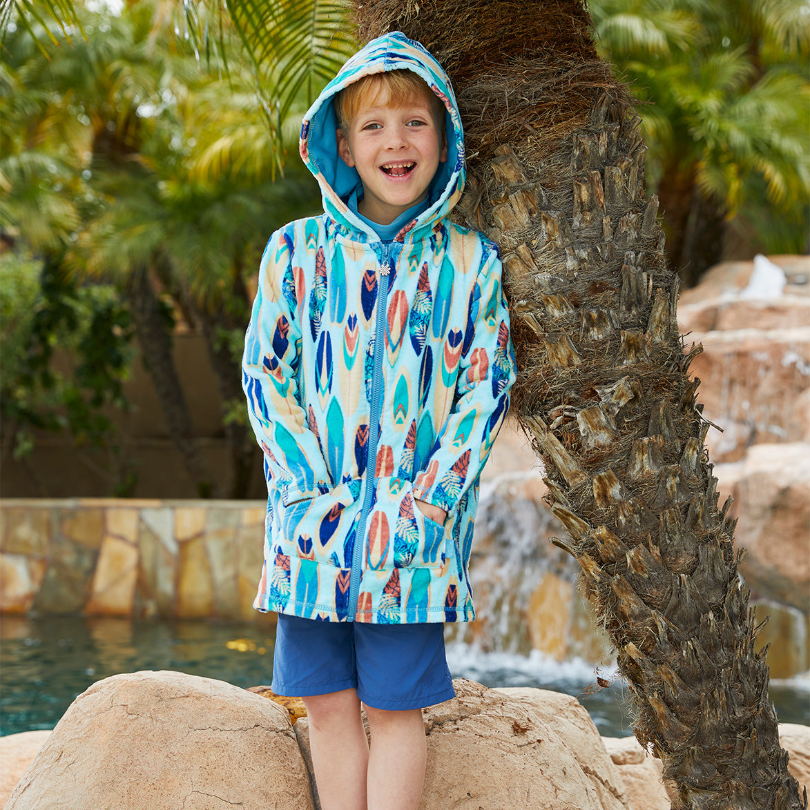 Boy's Hooded Terrycloth Beach CoverUp Certified UPF 50+ UV Skinz®