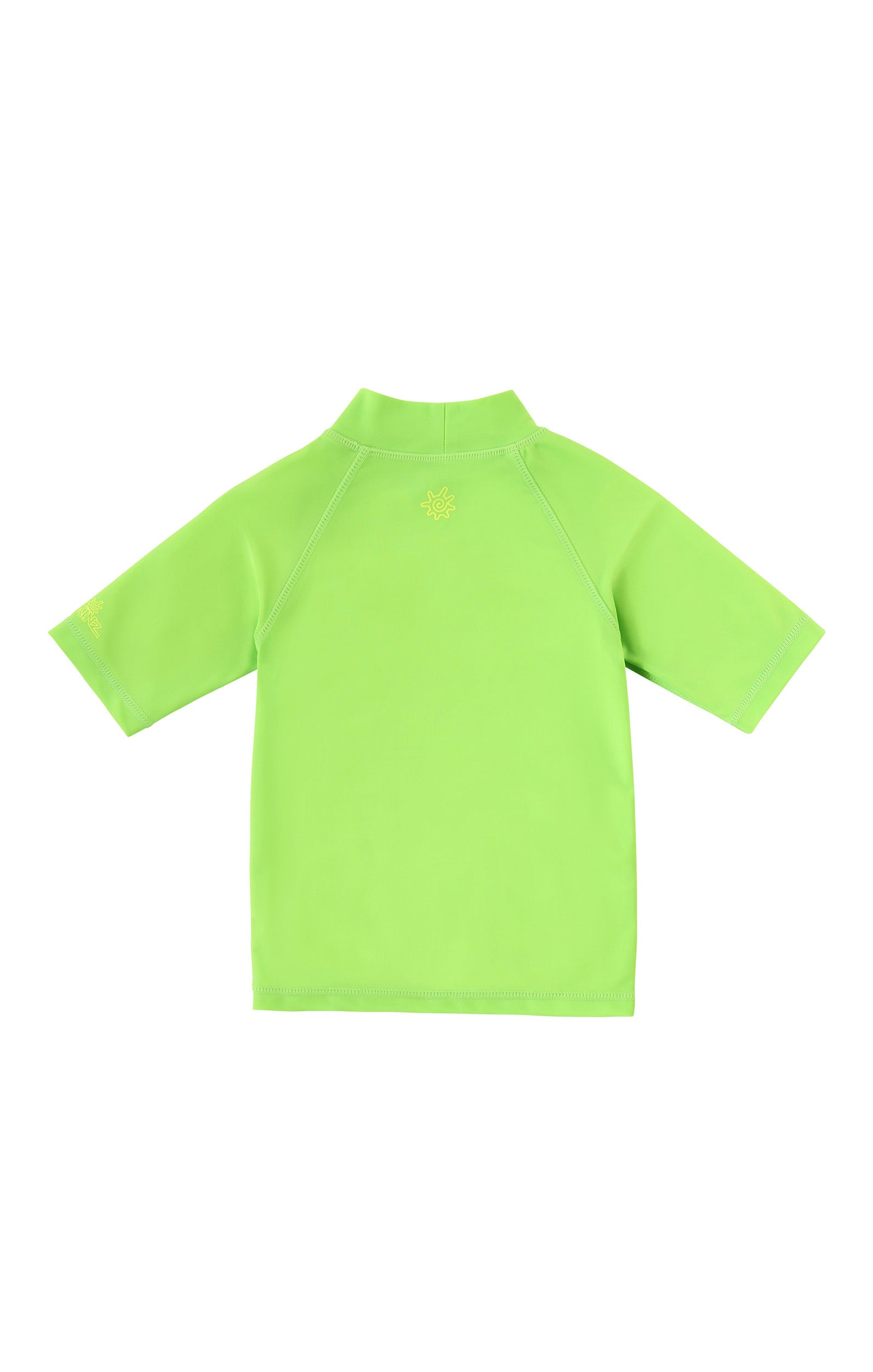 back view of kids neon magic print sun and swim shirt|neon-pups