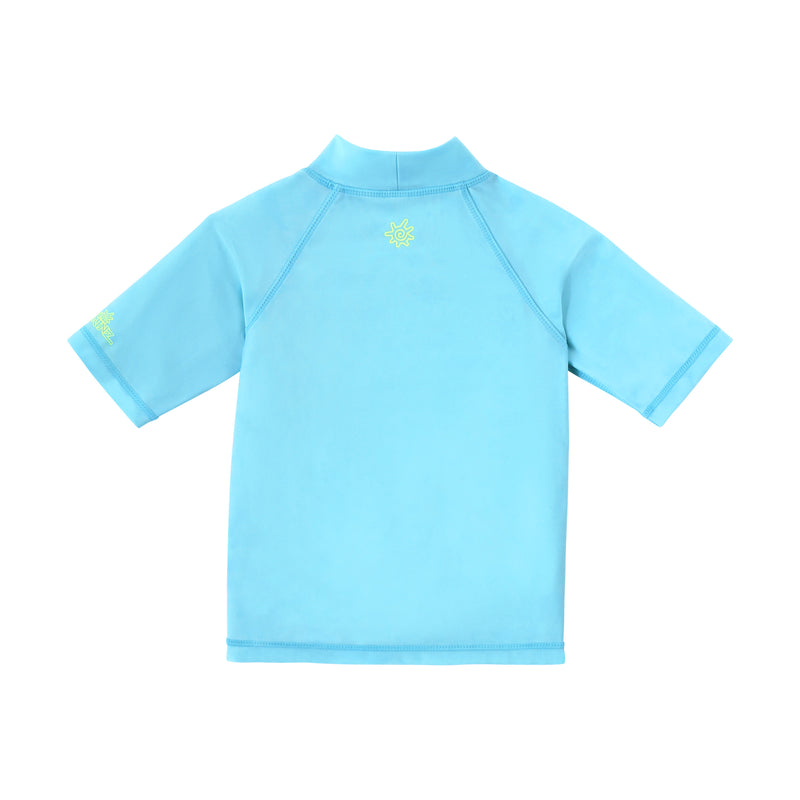 back view of kids neon magic print sun and swim shirt|neon-sea-life