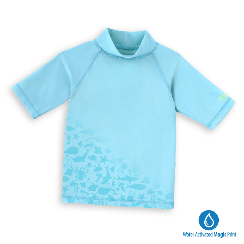 kids neon magic print sun and swim shirt|neon-sea-life