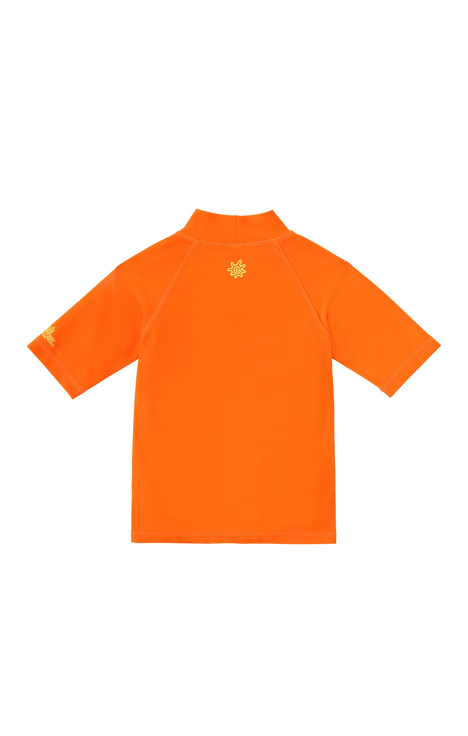 back view of kids neon magic print sun and swim shirt|neon-sharks