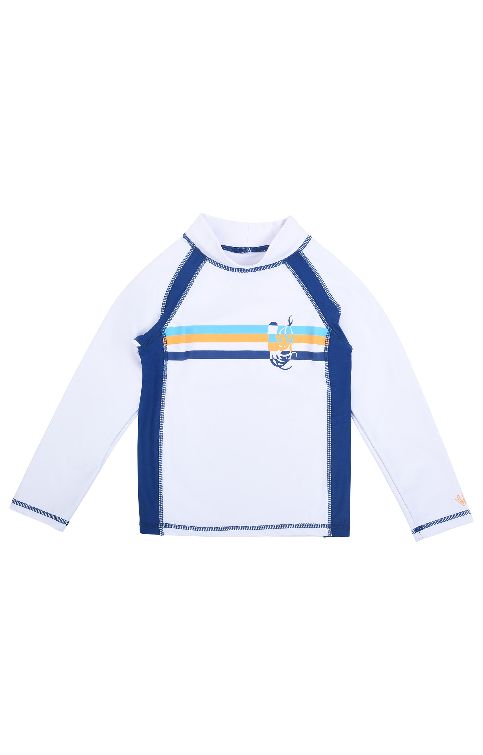 Boy's long sleeve active swim shirt in white octopus stripe|white-octopus-stripe