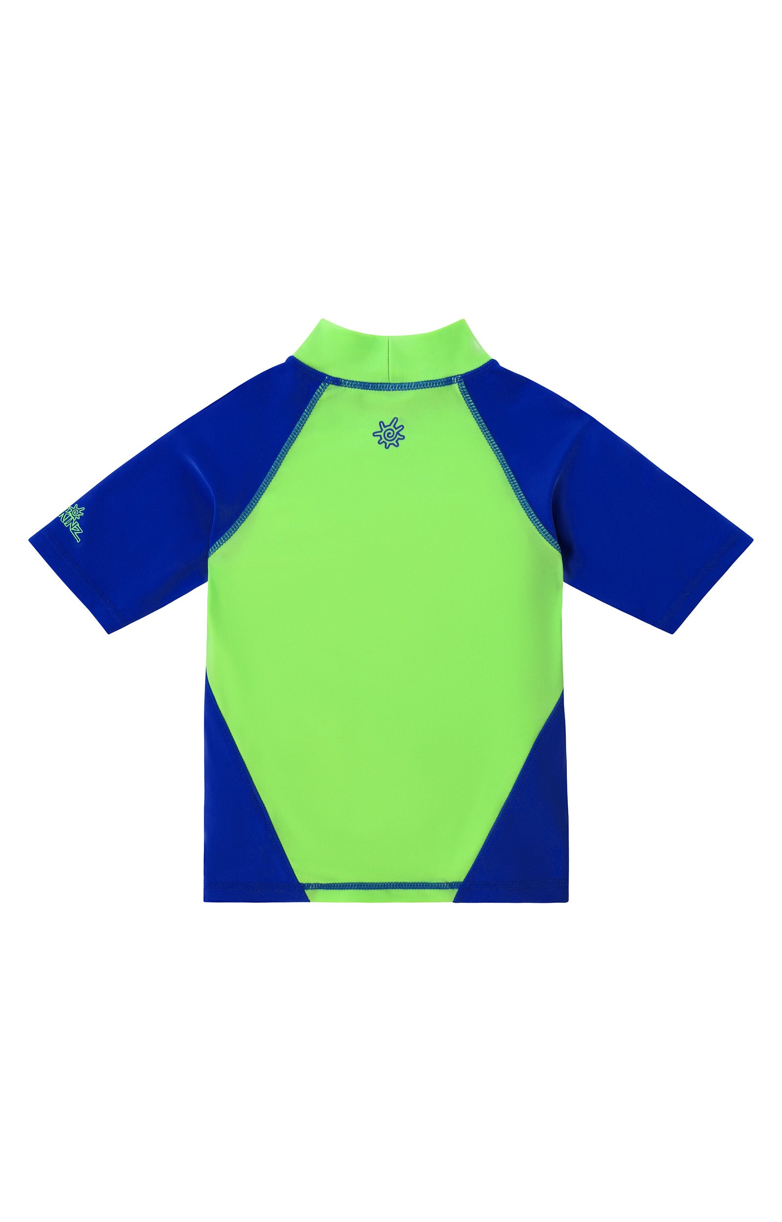 back view of boys short sleeve sun and swim shirt|beach-day