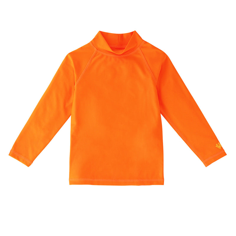 Kid's neon long sleeve swim shirt in neon orange|neon-orange