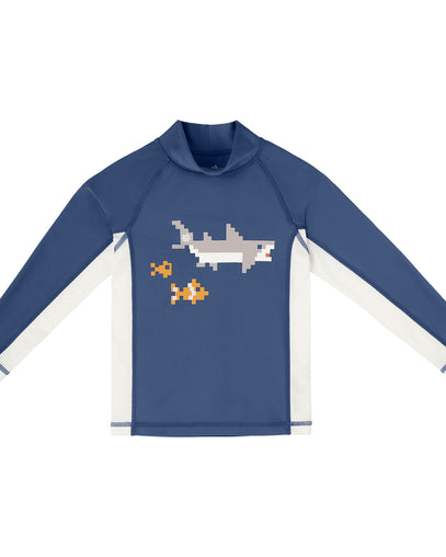 boys long sleeve adventure sun & swim shirt|shark-cade-game