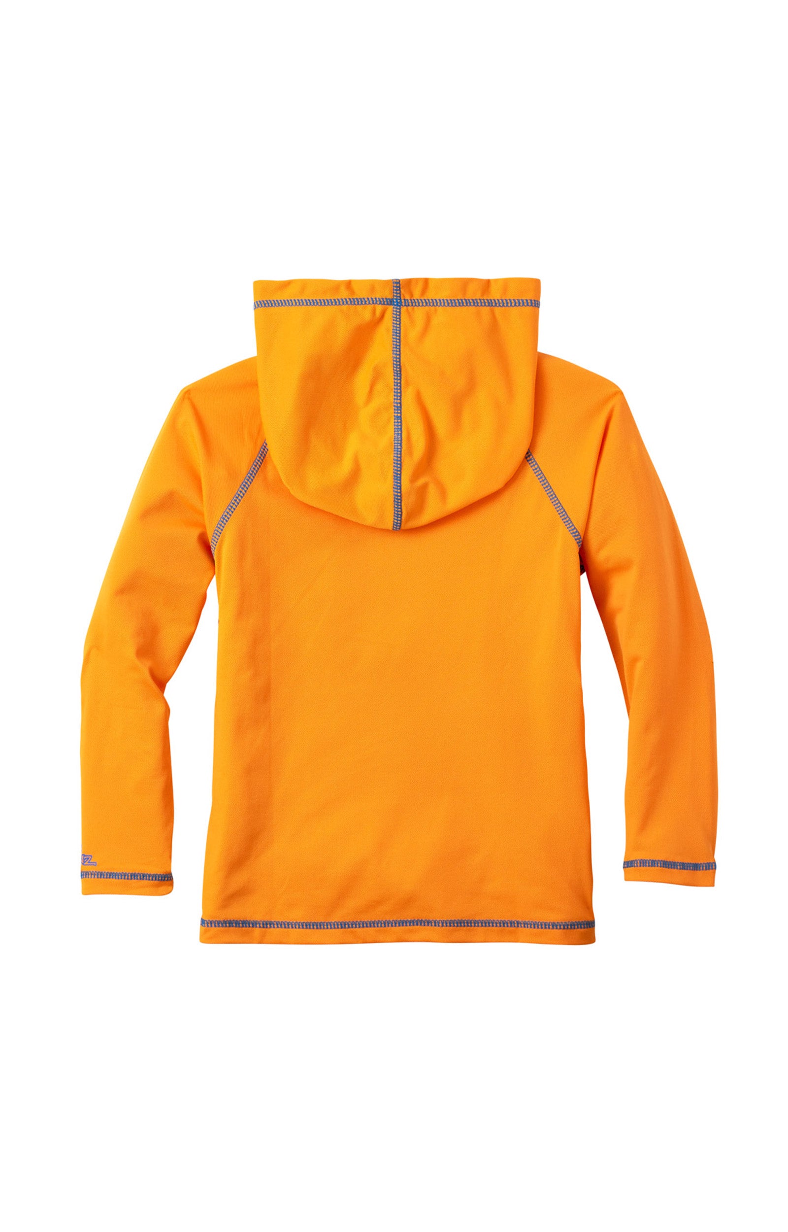 back of the boy's pullover hoodie in orange|orange
