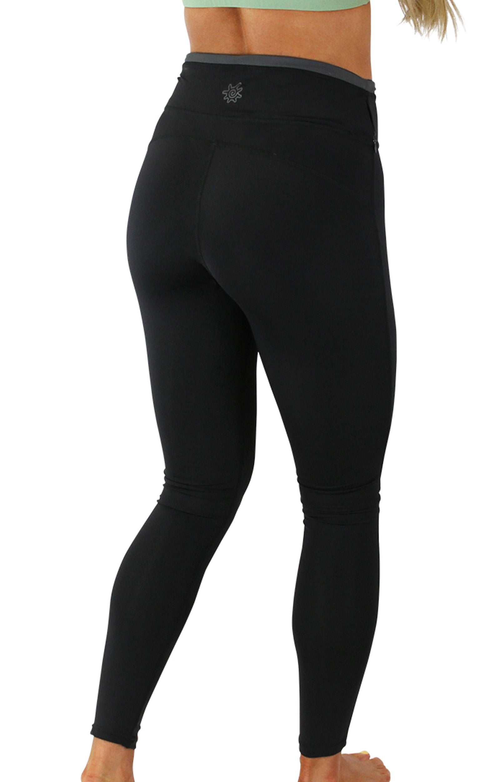 Back View of the Women's Active Sport Swim Tights in Black|black
