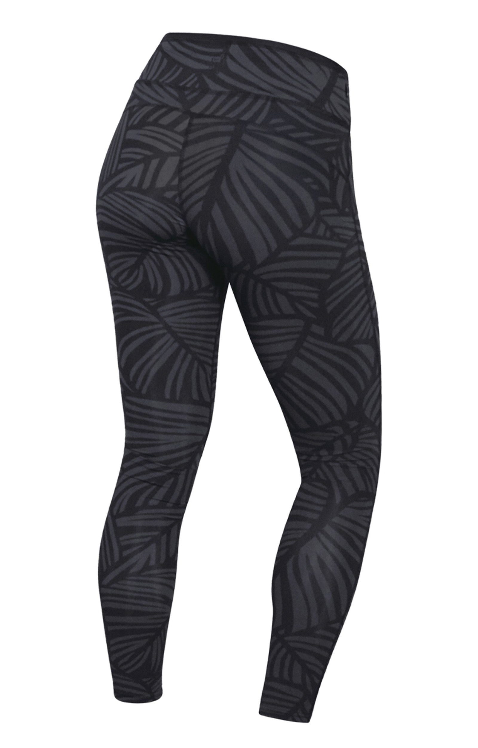 Back View of the Women's Active Sport Swim Tights in Black Palma|black-palma