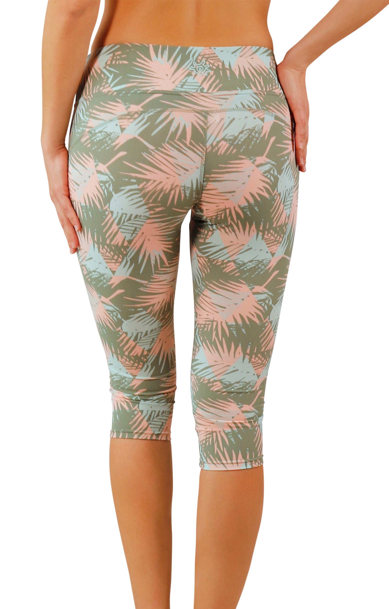 back view of womens active sport swim capris|bermuda-tropics