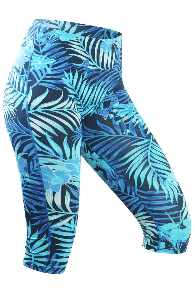 Women's Active Sport Swim Capris in Midnight Rainforest|midnight-rainforest