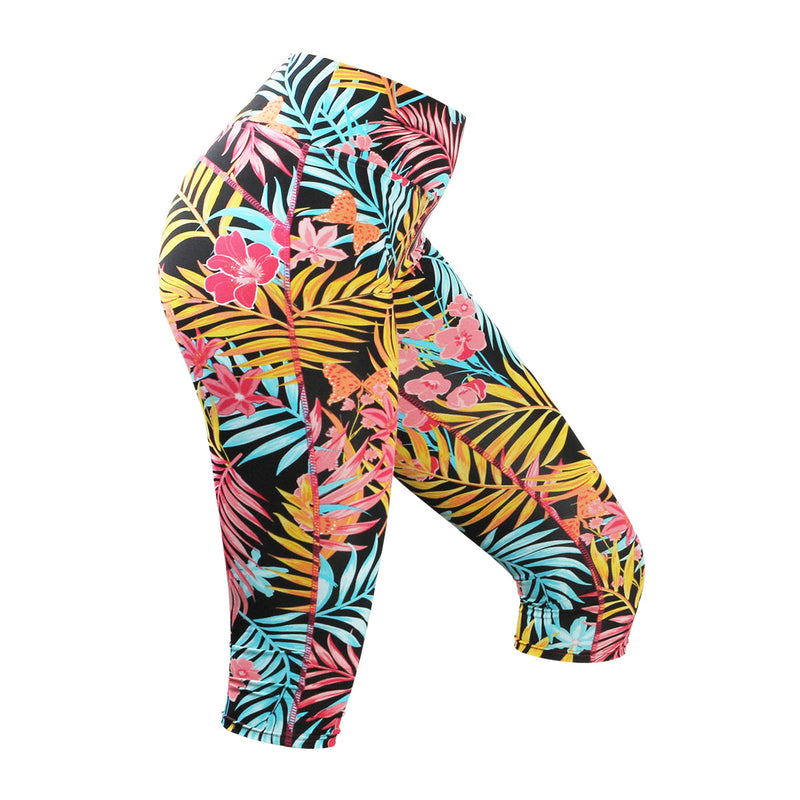 Side View of the Women's Active Sport Swim Capris in Sunrise Rainforest|sunrise-rainforest