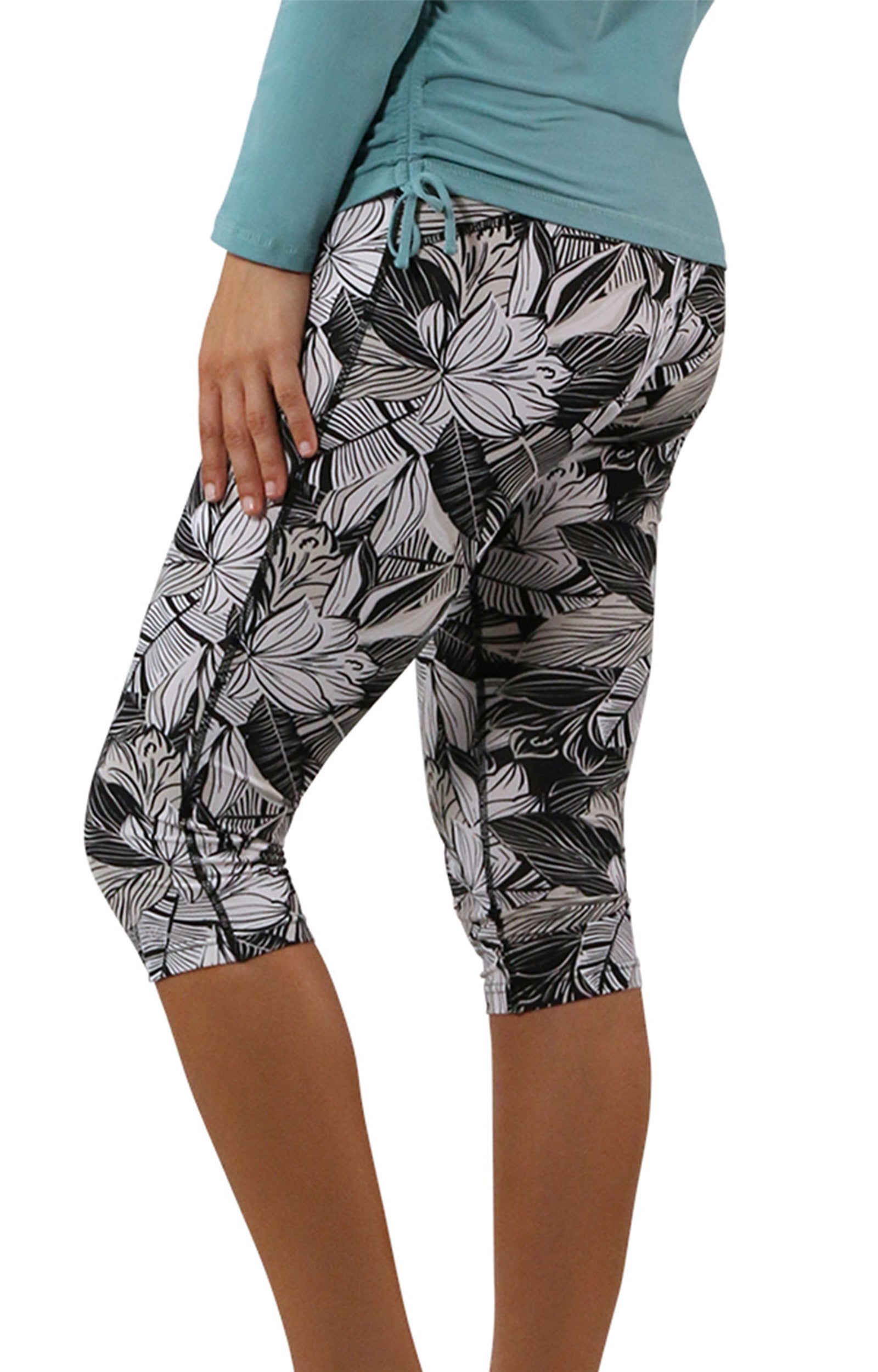 women active sport swim capris|woodblock-tropics