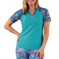 women short sleeve v-neck sun swim shirt|baltic-tropics