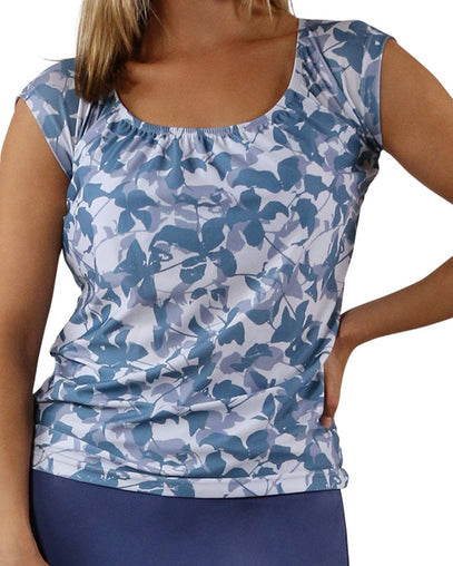 women cap sleeve swim tee|baltic-shadow-floral