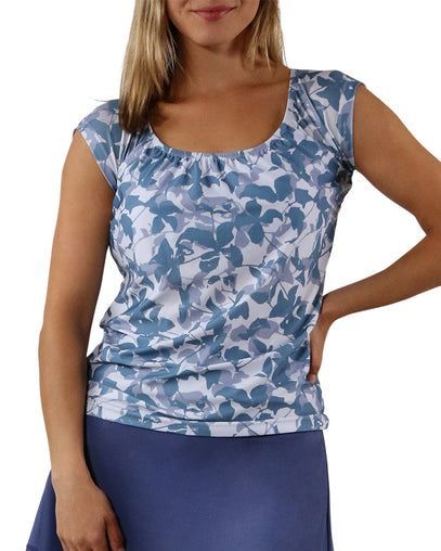 women cap sleeve swim tee|baltic-shadow-floral