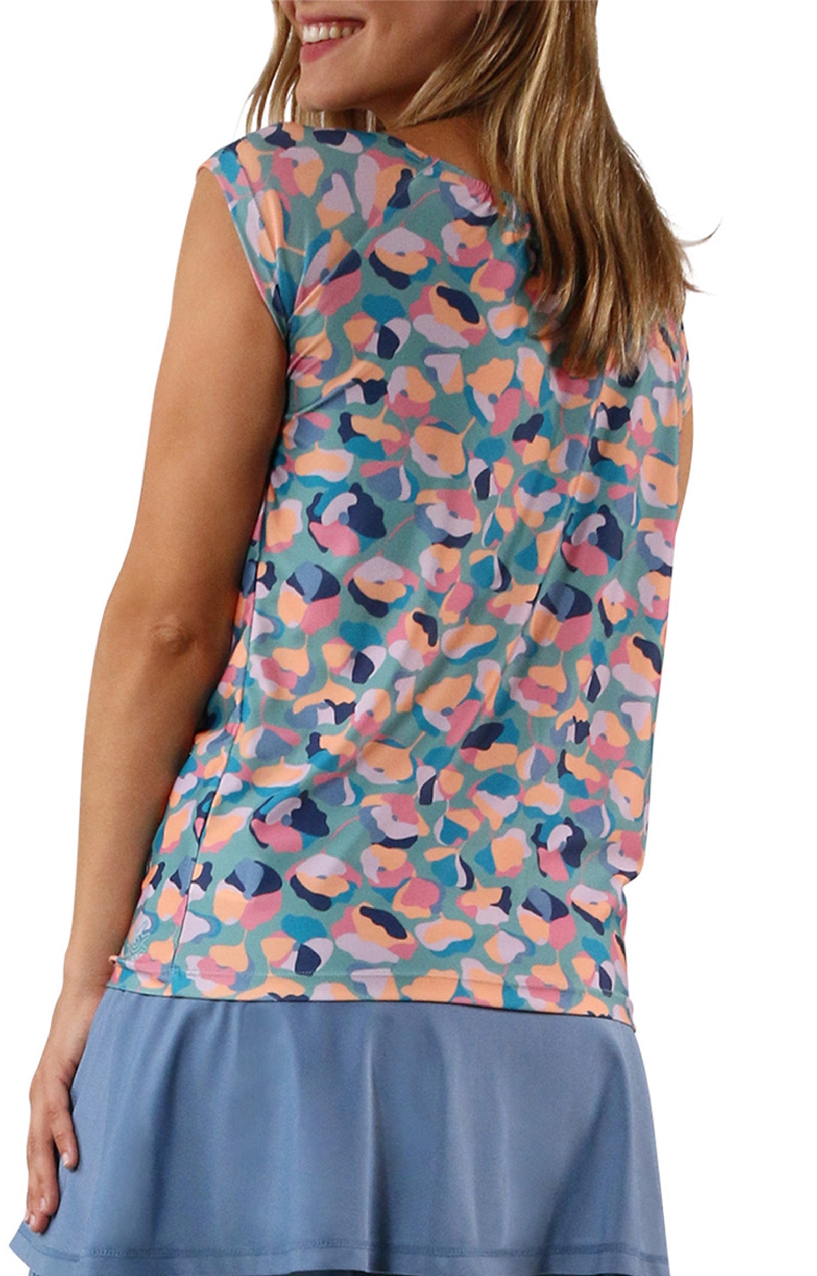 women cap sleeve swim tee|california-poppies