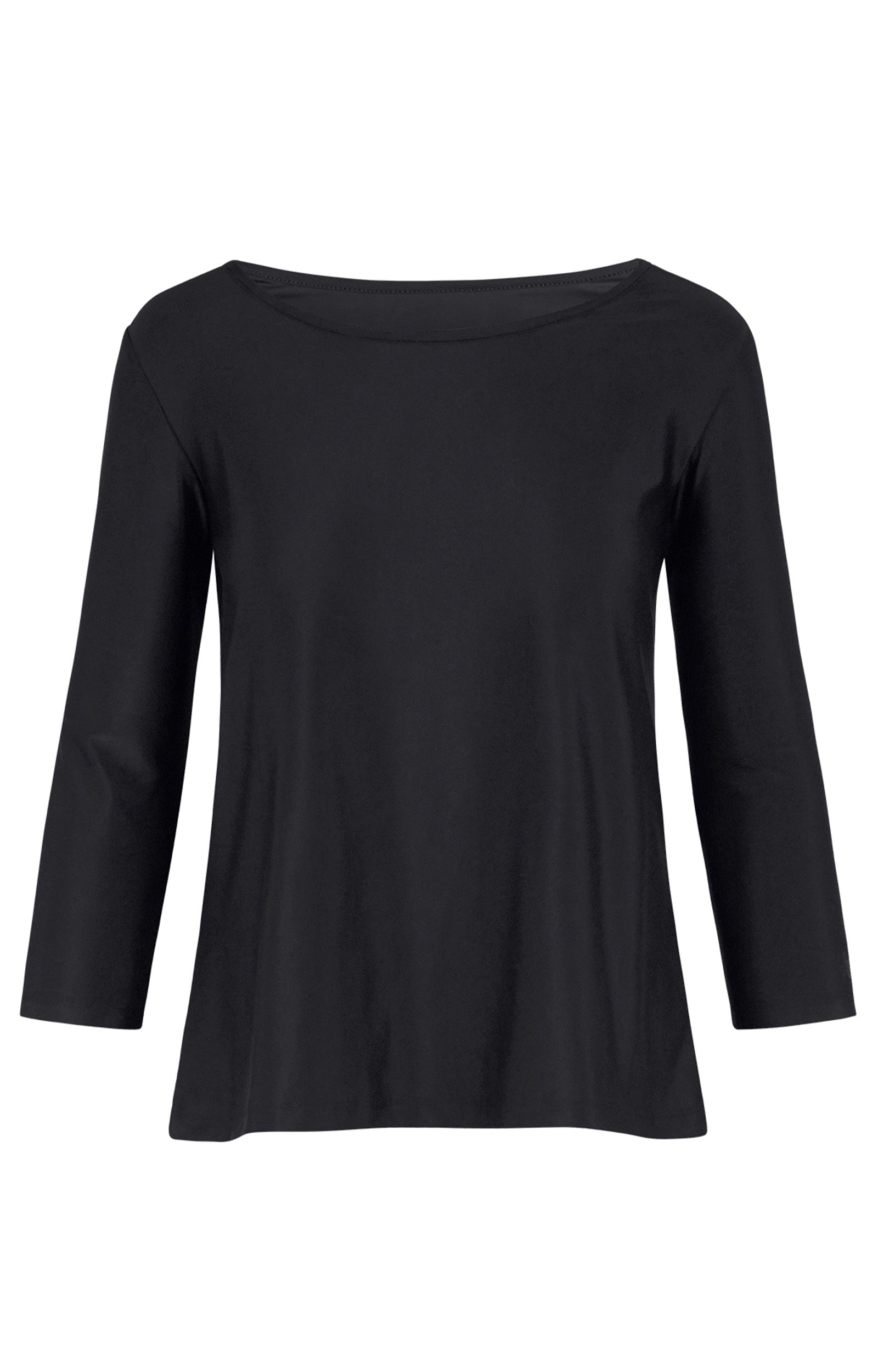 Women's 3/4 Sleeve Scoop Swing Top in Black|black