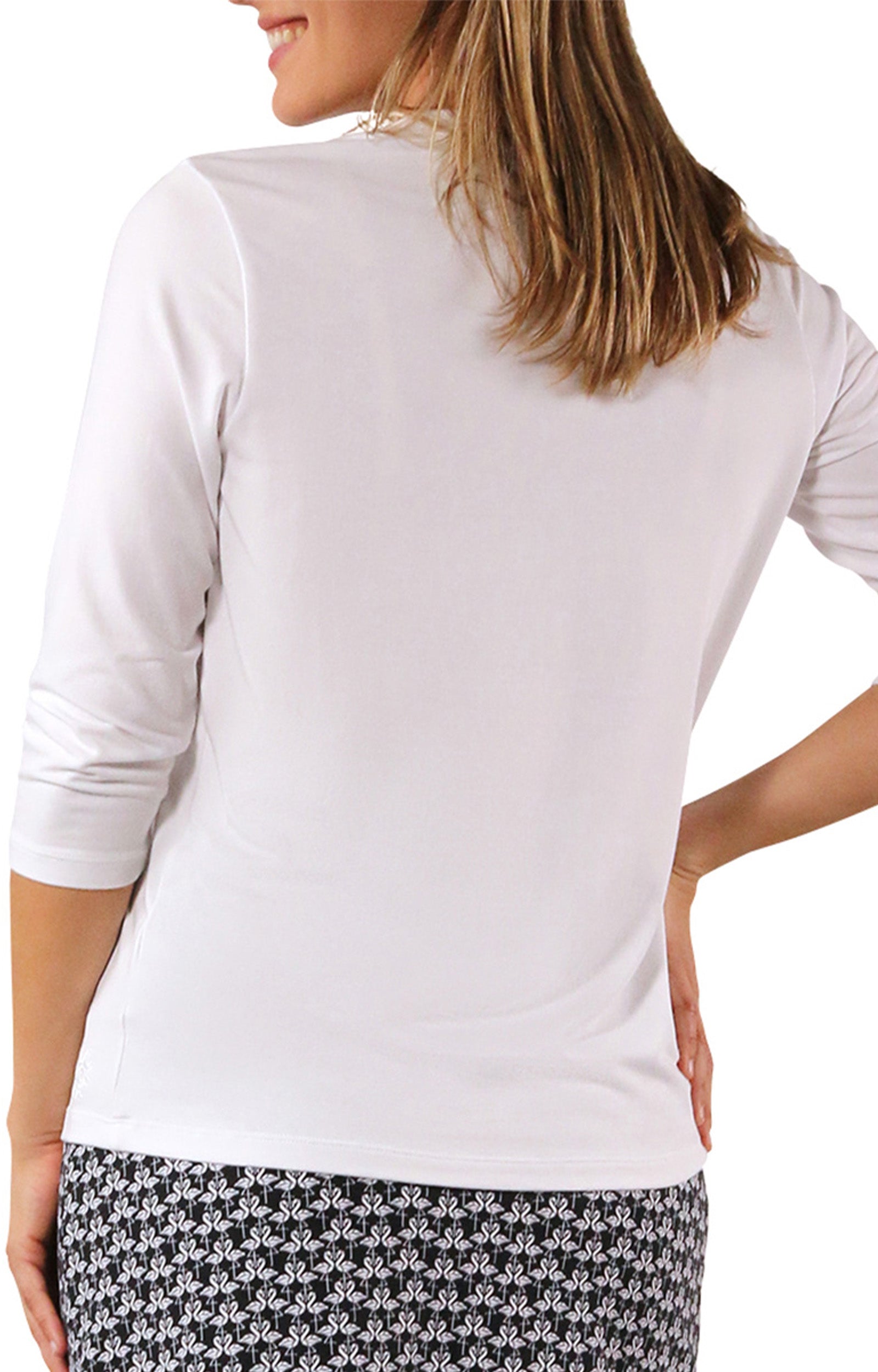 Women's 3/4 Sleeve V-Neck R&R Tee in White|white