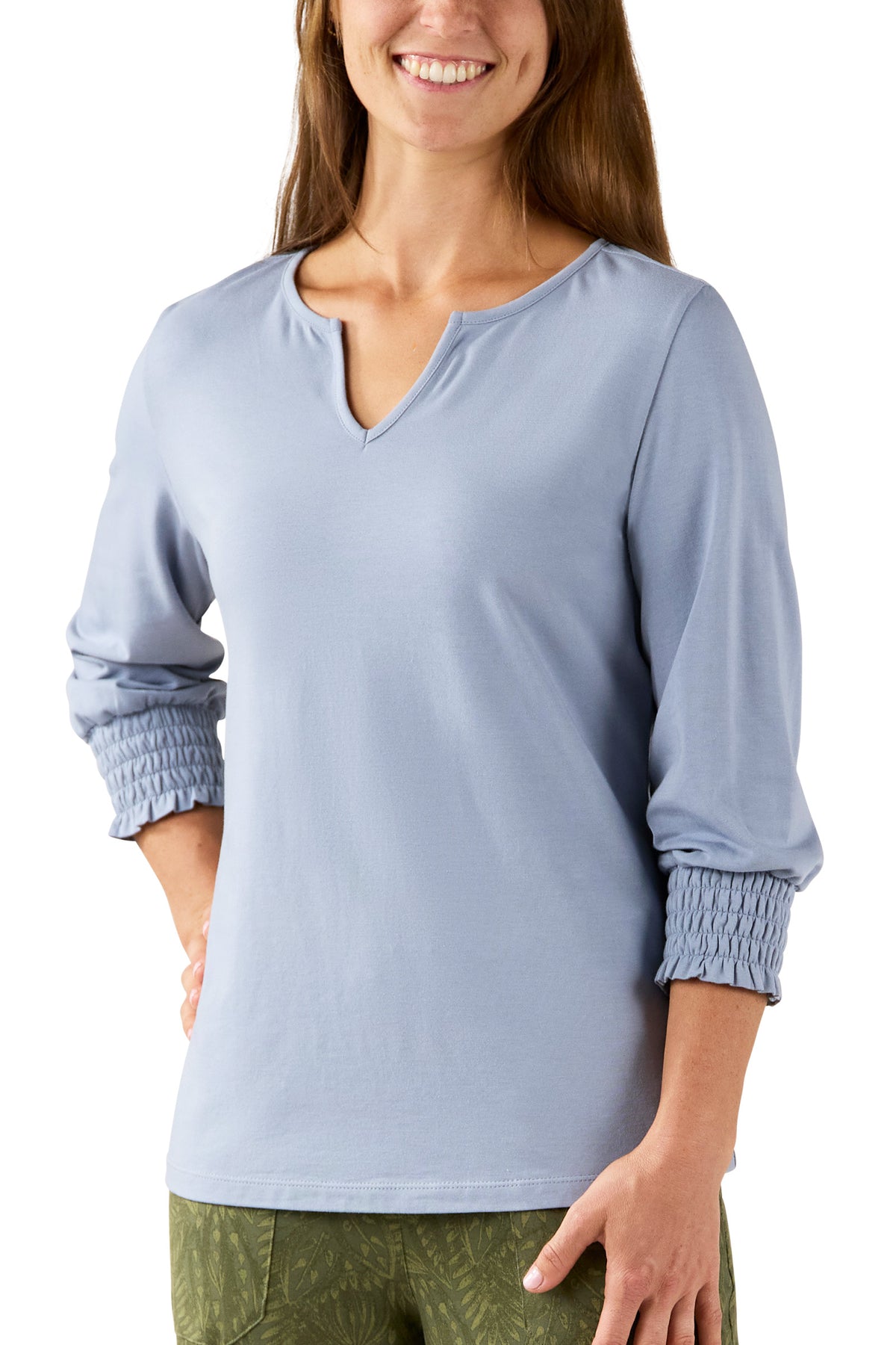 Women's 3/4 Sleeve Notch Neck Top