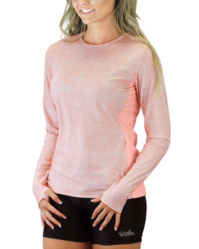 women's long sleeve crew swim shirt in crystal maze|crystal-maze