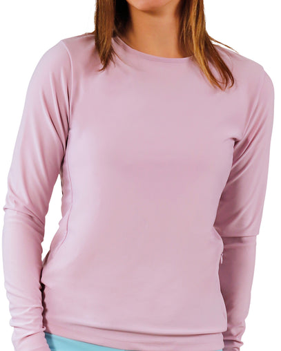 womens long sleeve crew sun and swim shirt in lotus|lotus