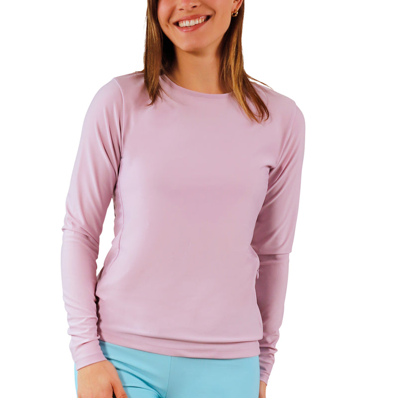 womens long sleeve crew sun and swim shirt in lotus|lotus