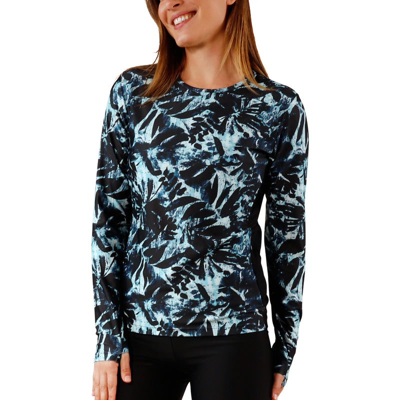 womens long sleeve crew sun and swim shirt in shadow tropics|shadow-tropics