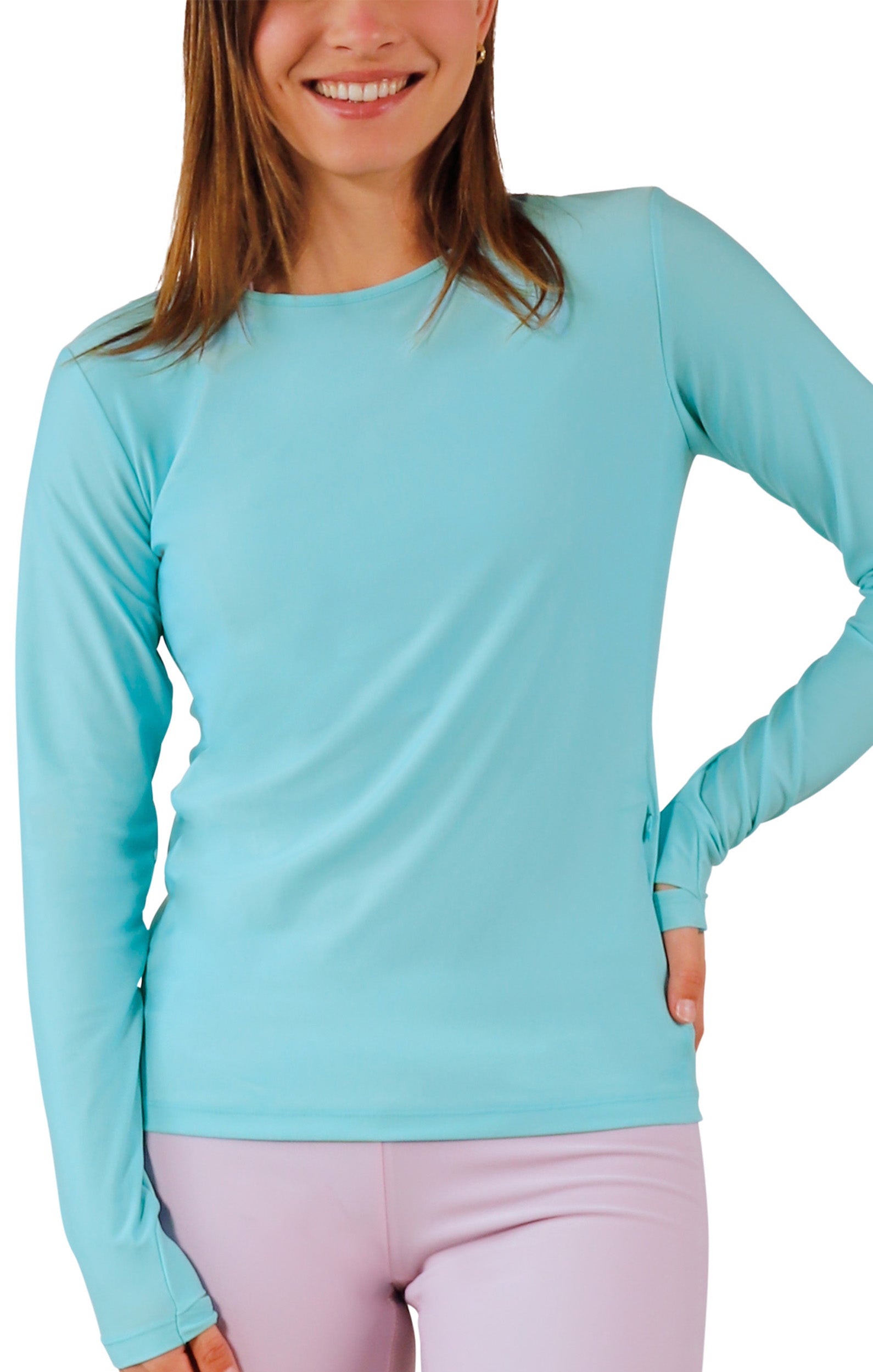 womens long sleeve crew sun and swim shirt in skyline|skyline